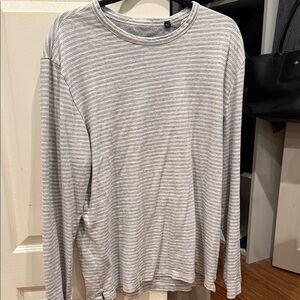 Vince Light Gray Striped Long Sleeve Tee